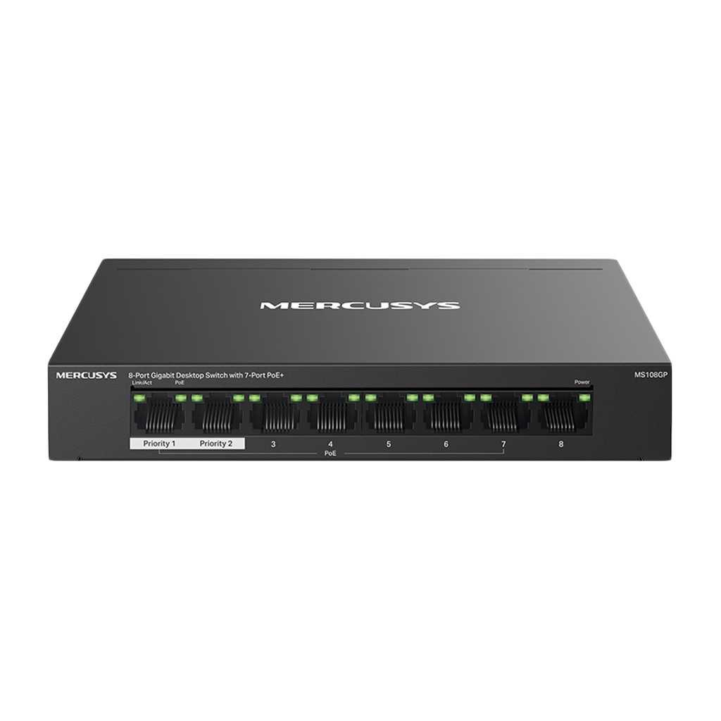 TP-Link 8-Port Gigabit Desktop Switch MS108GP sa 7 PoE+ Portova - Prošireni Domet, Montaža na Zid, Čelično Kućište