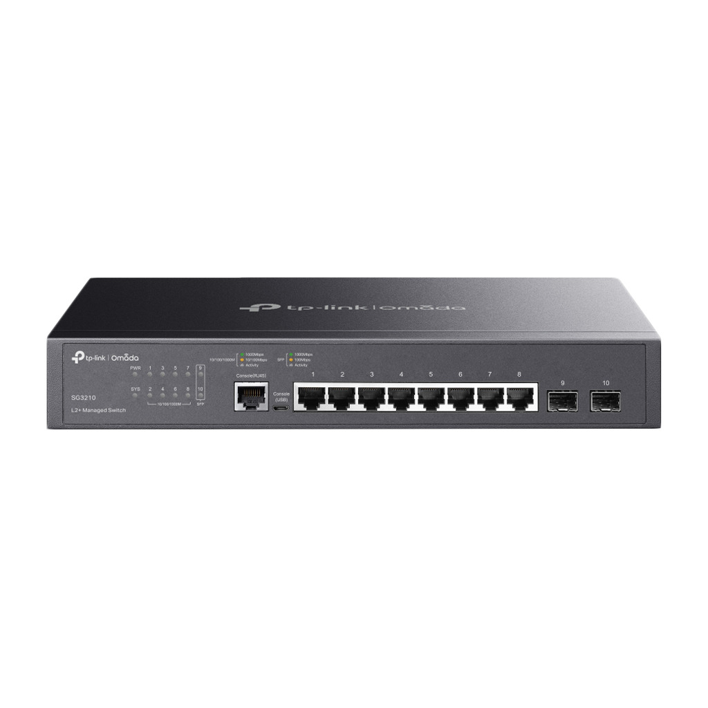 TP-Link SG3210 Omada 8-Port Gigabit L2+ Managed Switch - 2 SFP Slots, Fanless Design