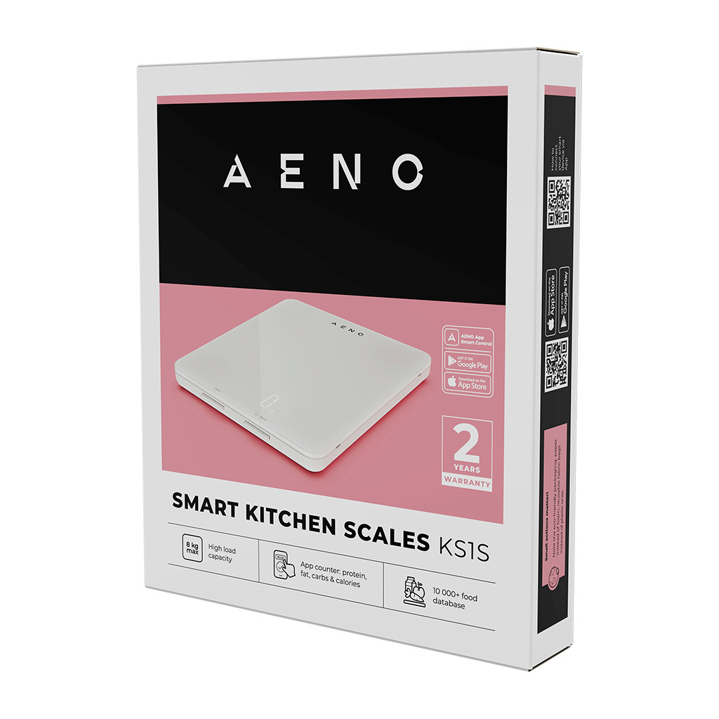 AENO Kitchen Scale KS1S Smart Max load - 8 kg Bluetooth 10000+ products & meals