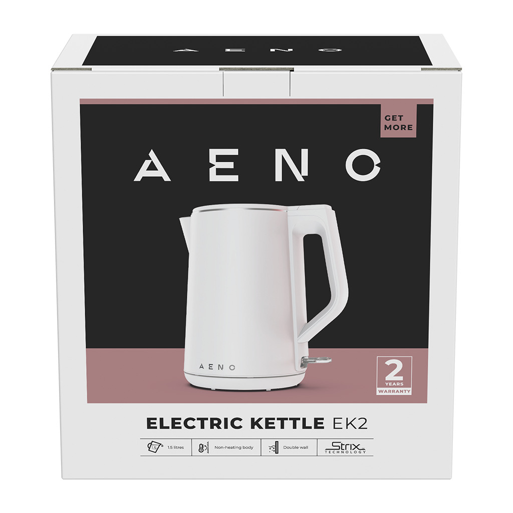 AENO Electric Kettle EK2: 1850-2200W 1.5L Strix Double-walls Non-heating body Auto Power Off Dry tank