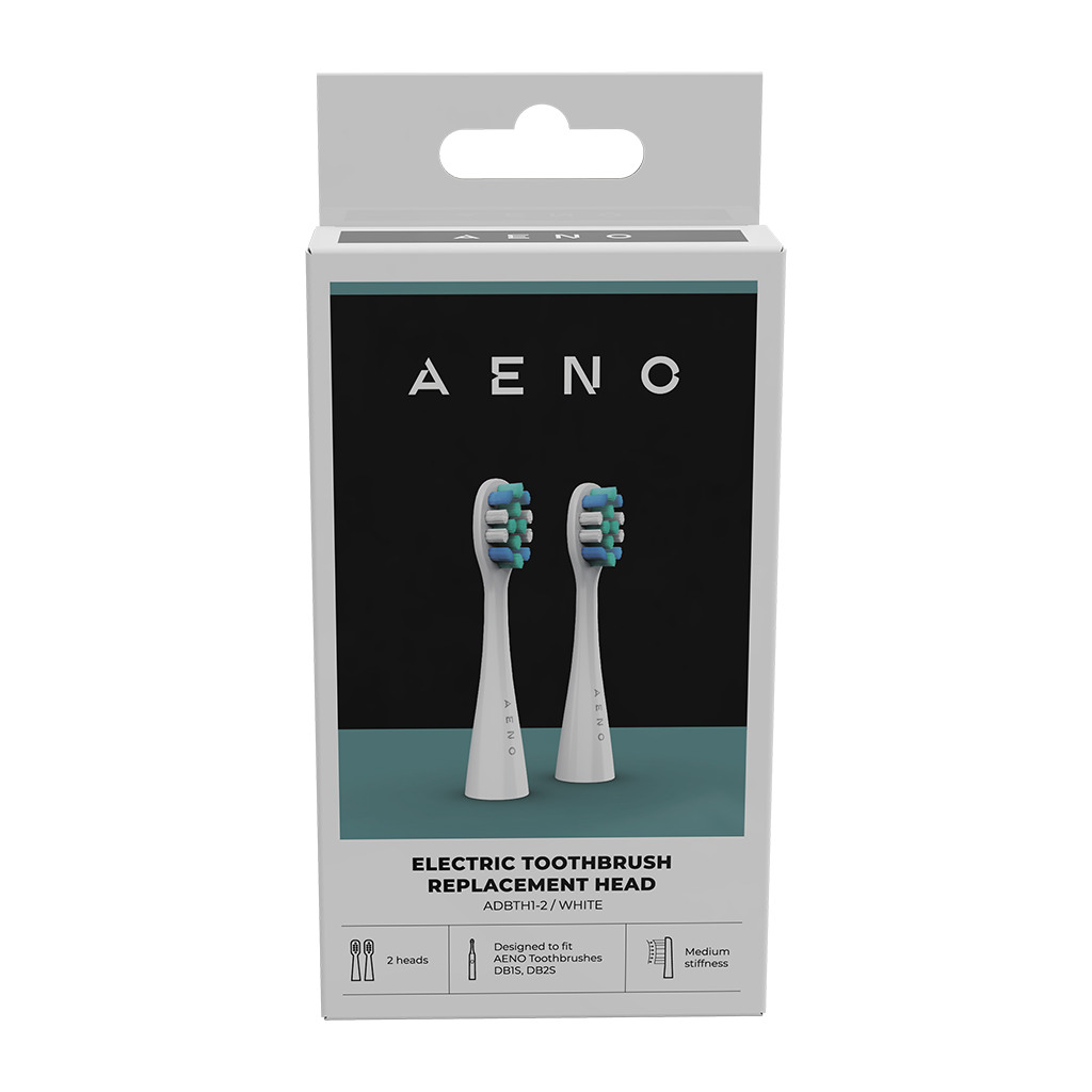 AENO Replacement toothbrush heads White Dupont bristles 2pcs in set for ADB0001S/ADB0002S