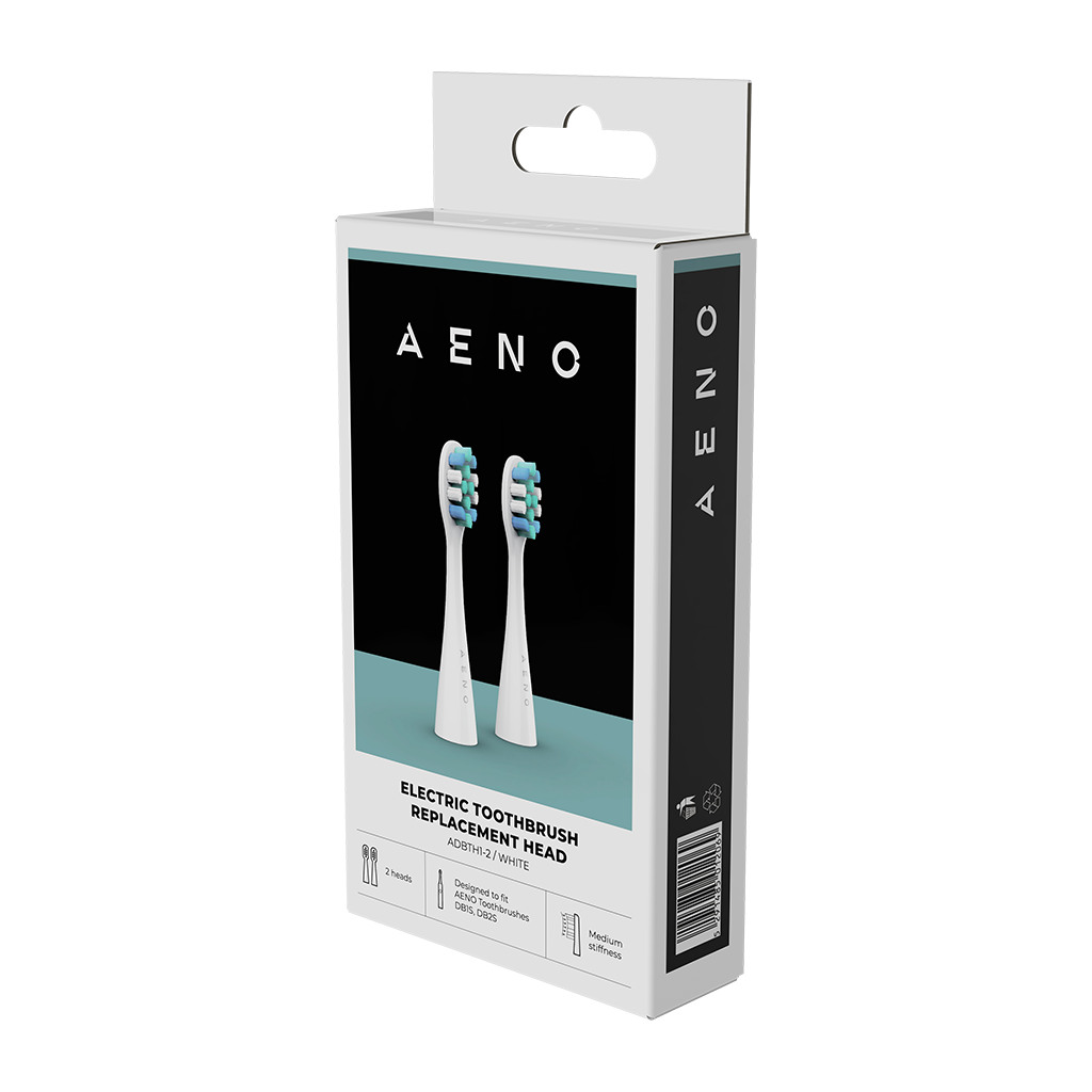 AENO Replacement toothbrush heads White Dupont bristles 2pcs in set for ADB0001S/ADB0002S