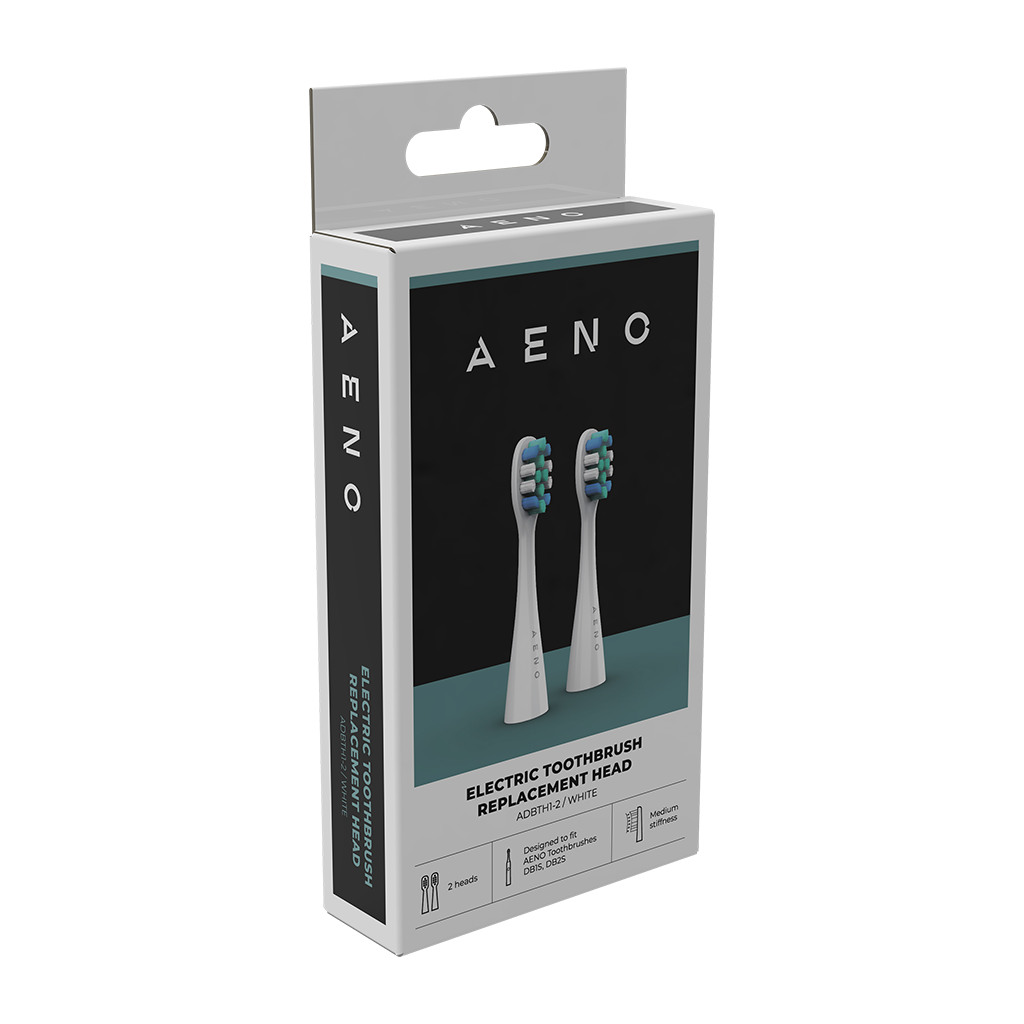 AENO Replacement toothbrush heads White Dupont bristles 2pcs in set for ADB0001S/ADB0002S