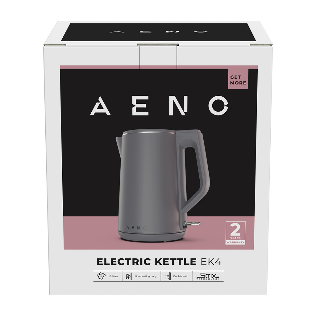 AENO Electric Kettle EK4: 1850-2200W 1.5L Strix Double-walls Non-heating body Auto Power Off Dry tank