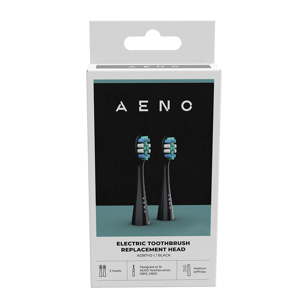 AENO Replacement toothbrush heads Black Dupont bristles 2pcs in set for ADB0002S/ADB0001S