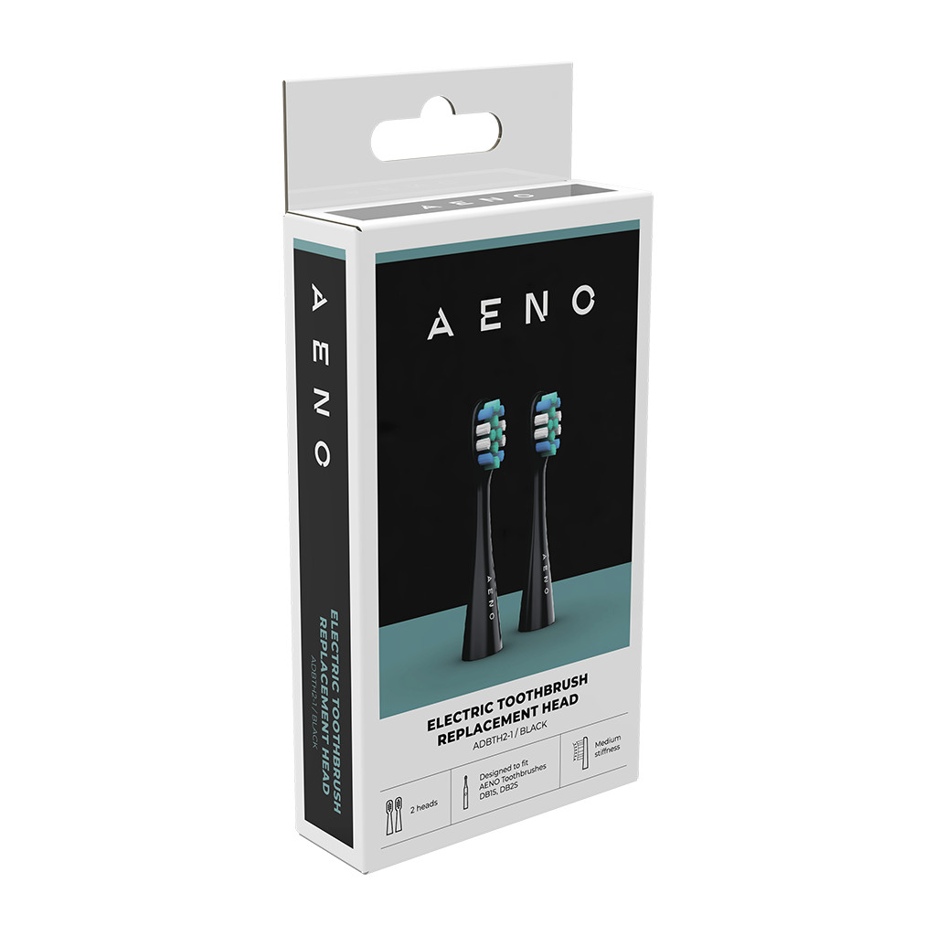 AENO Replacement toothbrush heads Black Dupont bristles 2pcs in set for ADB0002S/ADB0001S