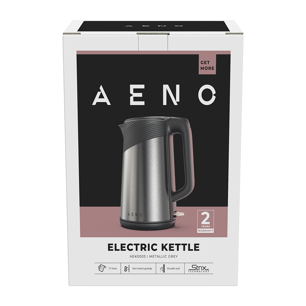 AENO Electric Kettle EK3: 1850-2200W 1.7L Strix Double-walls Non-heating body Auto Power Off Dry tank