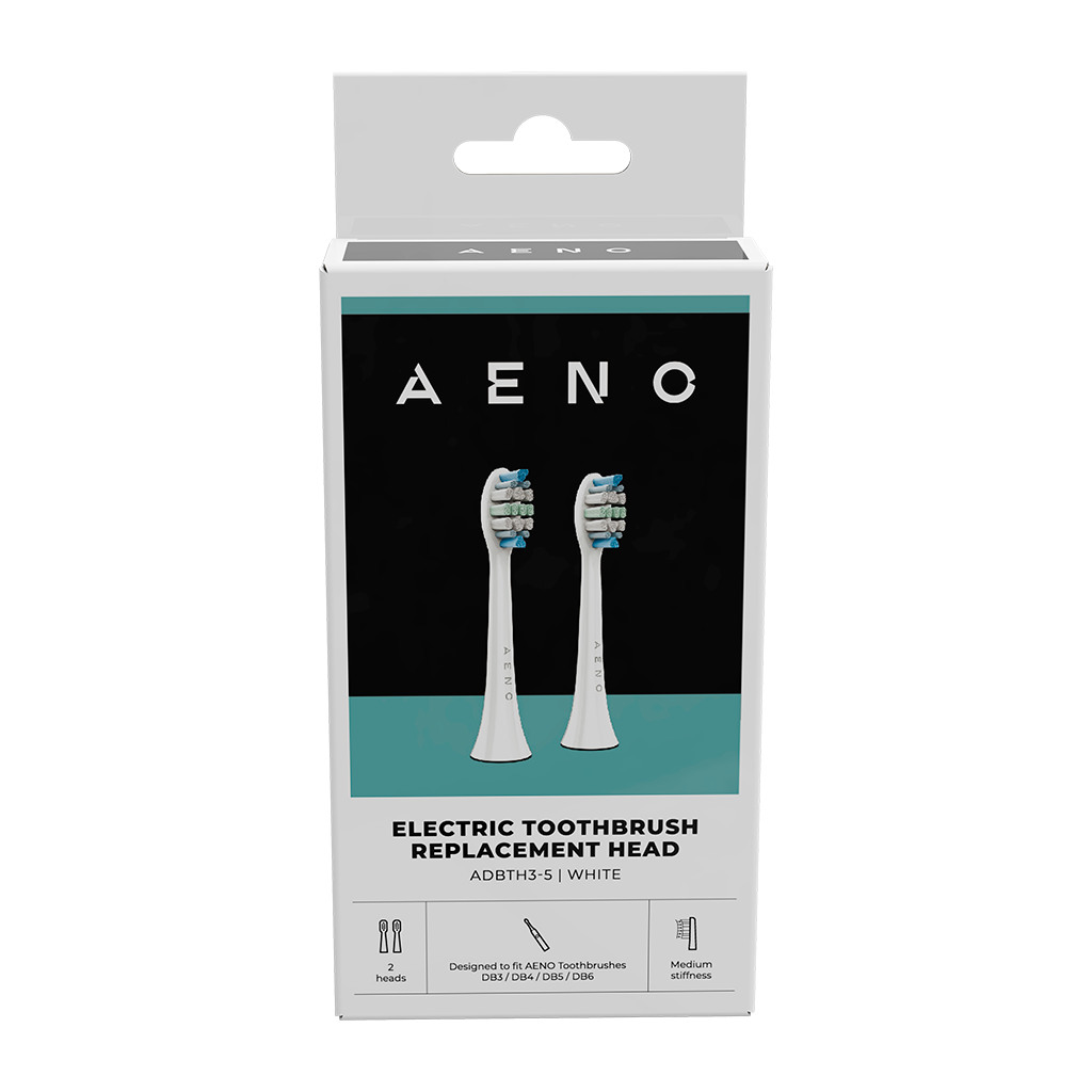 AENO Replacement toothbrush heads White Dupont bristles 2pcs in set for ADB0003/ADB0005 and ADB0004/ADB0006