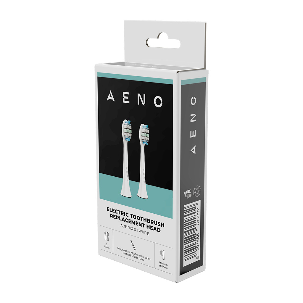 AENO Replacement toothbrush heads White Dupont bristles 2pcs in set for ADB0003/ADB0005 and ADB0004/ADB0006