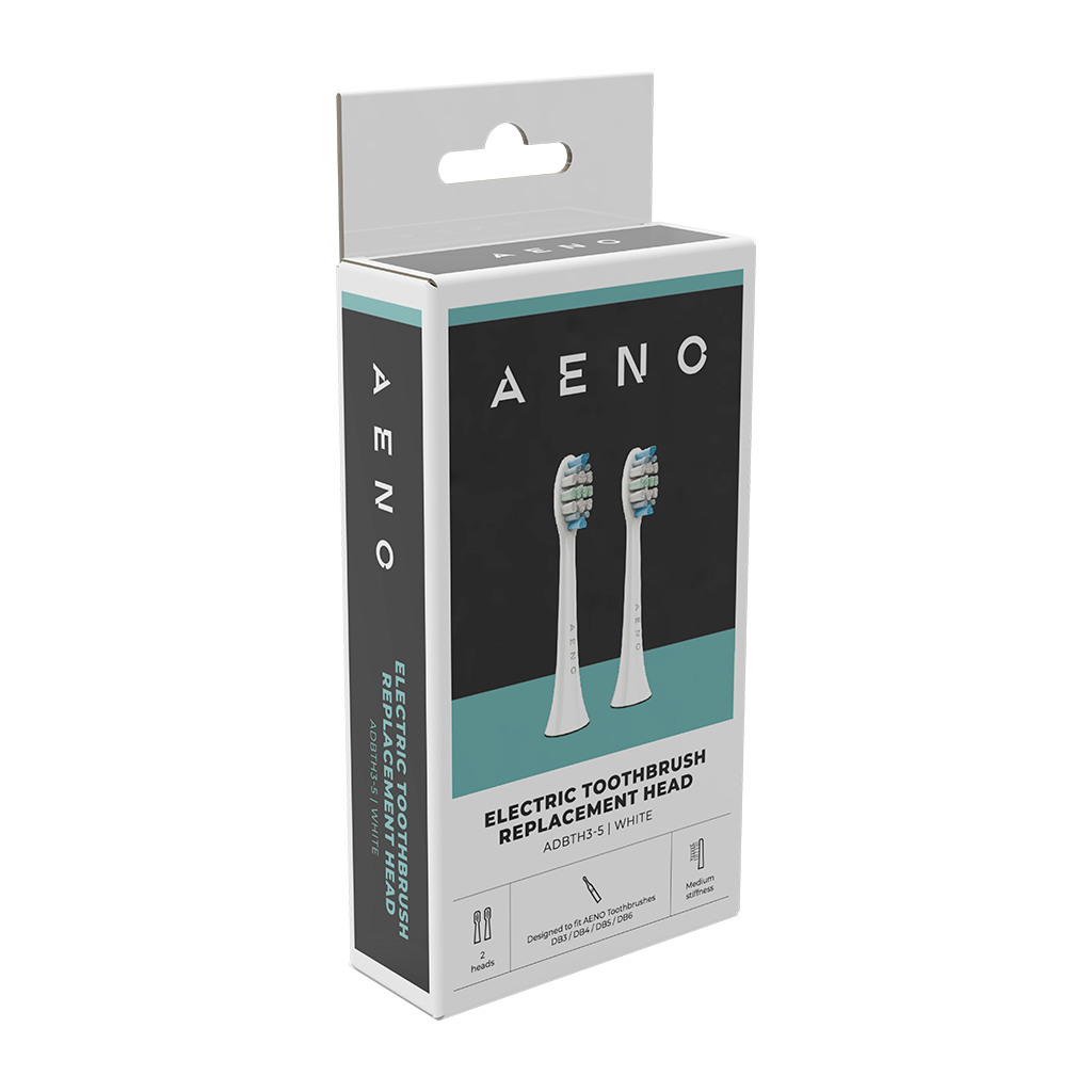 AENO Replacement toothbrush heads White Dupont bristles 2pcs in set for ADB0003/ADB0005 and ADB0004/ADB0006