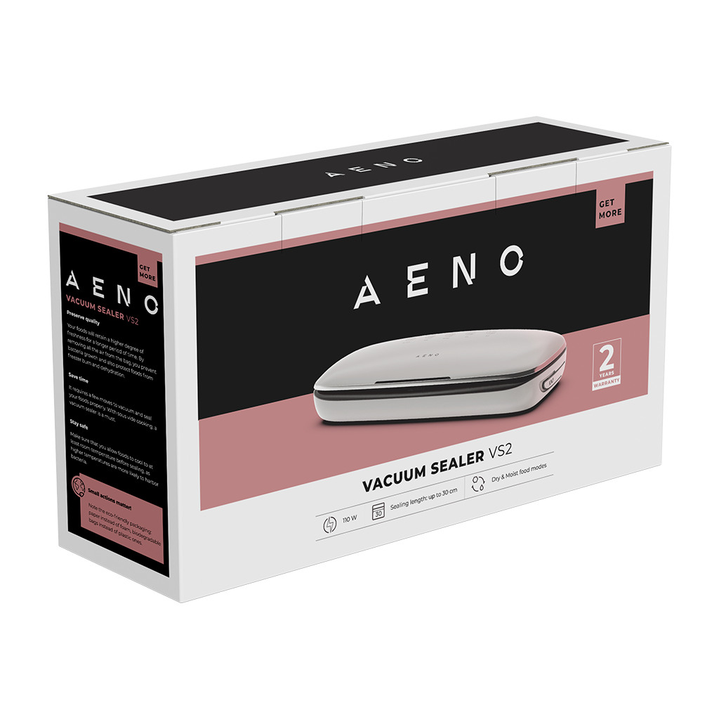 AENO Vacuum sealer VS2: 120W 75kPa Dry/Moist Food Mode 3 modes: Vac+Seal Seal Pulse Max