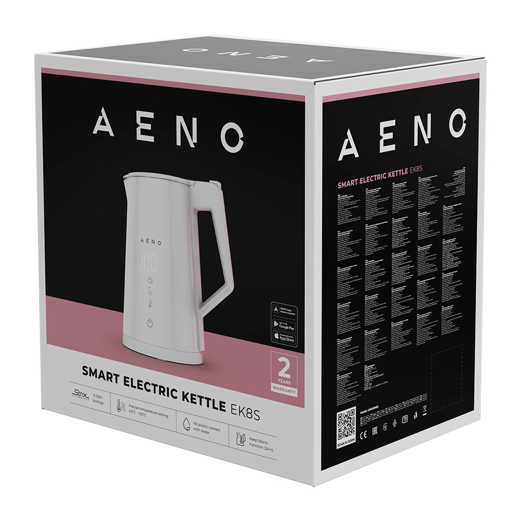 AENO Electric Kettle EK8S Smart: 1850-2200W 1.7L Strix Double-walls Temperature Control Keep warm Function Control