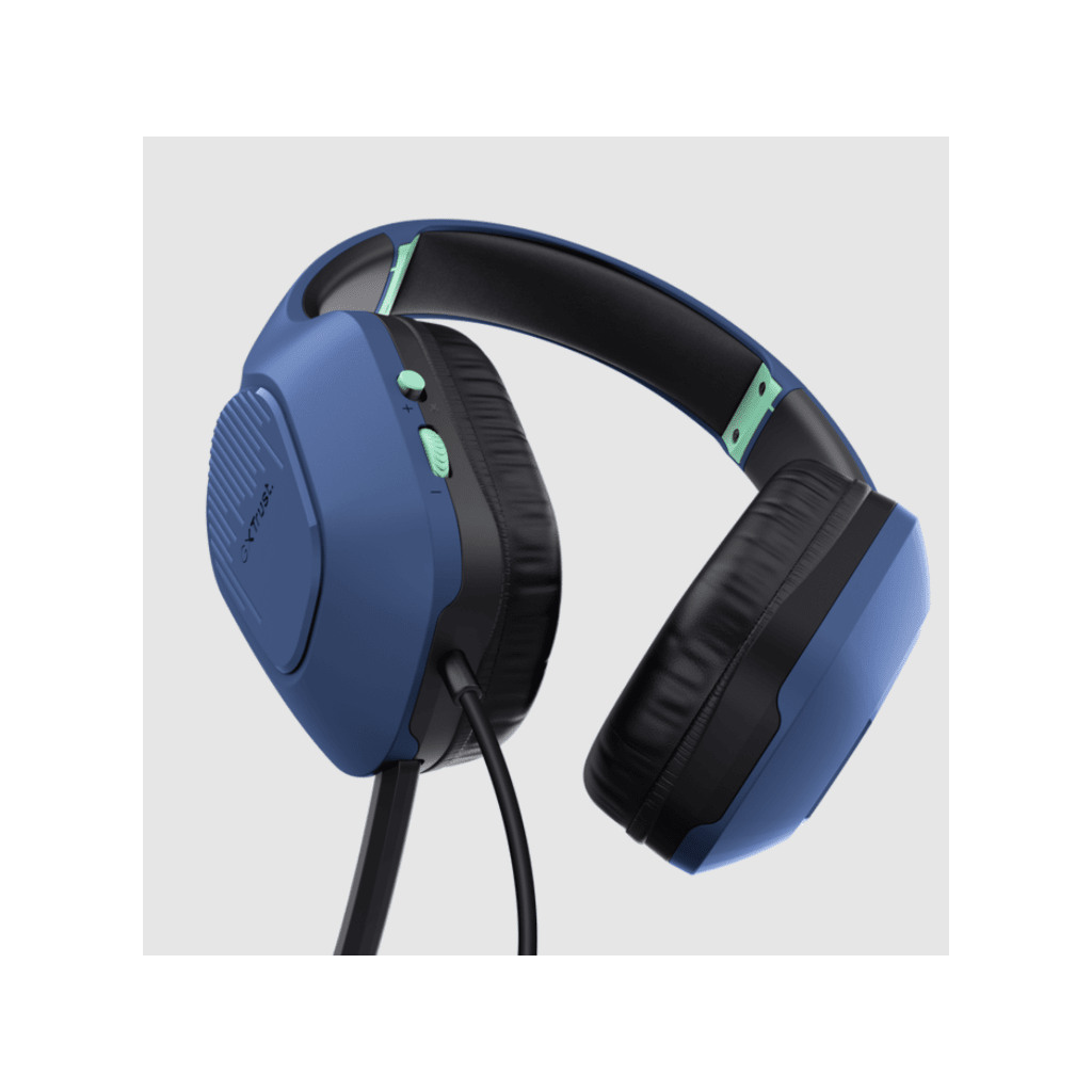 Trust GXT 415B Zirox gamingslušalice, žičane, 200 cm kabl, 3.5 mm, over-ear, mikrofon, plave