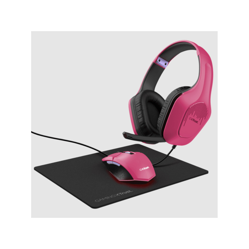 Trust GXT790P Tridox 3-in-1bundle (slušalica, miš ipodloga za miš), pink