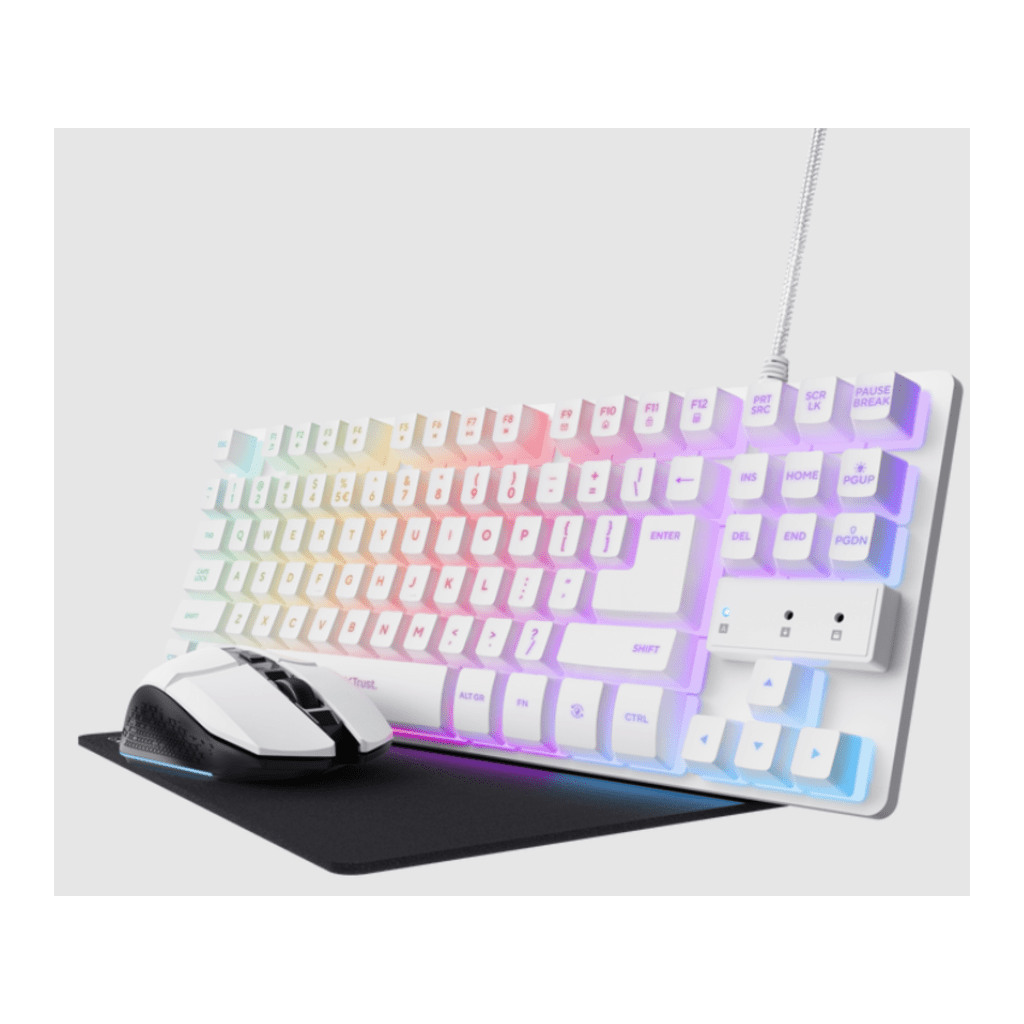 Trust GXT794W 3-u-1 gaming set, tastatura, miš i podloga zamiš, bijela boja