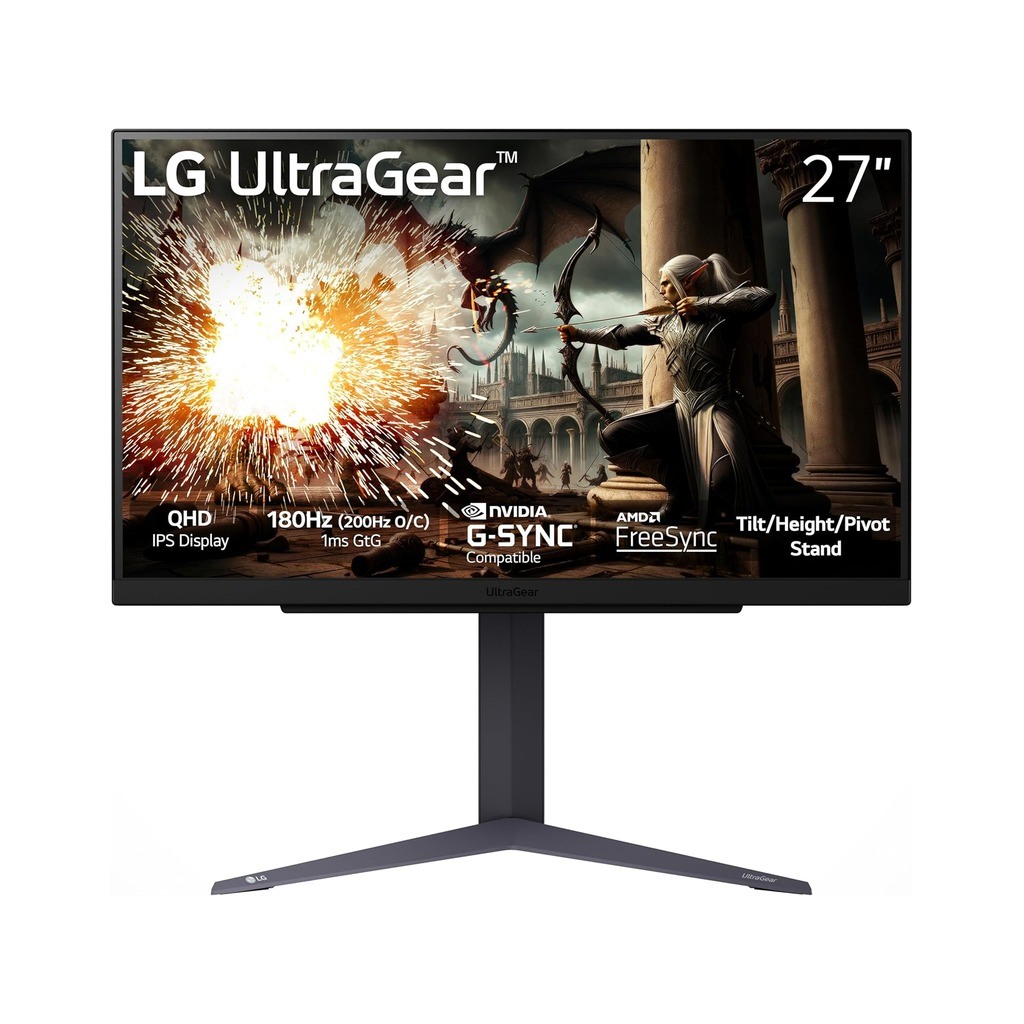 LG 27" UltraGear 27GS85Q-BNanoIPS, QHD 2560x1440, 200Hz400cd, 1ms, 2xHDMI, DP, HAS, Tilt, Pivot