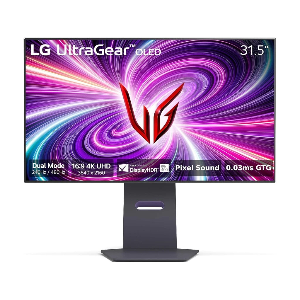 LG 32" 4K OLED UltraGear MonitDual-Mode, 3840x2160, 480Hz2xHDMI, DP, 2xUSB, HAS, Tilt, Pivot, Swi