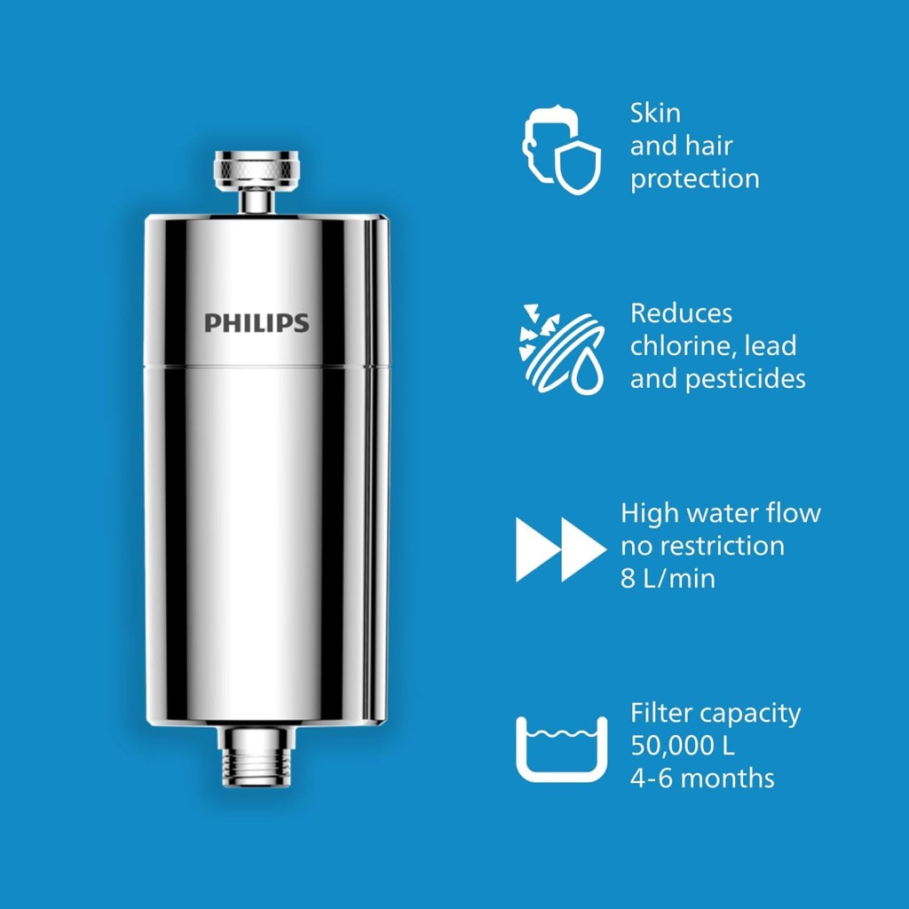 PHILIPS Filter za vodu u tušu AWP1775CH/10 - Kromiran, Uklanja klor, Štiti kožu