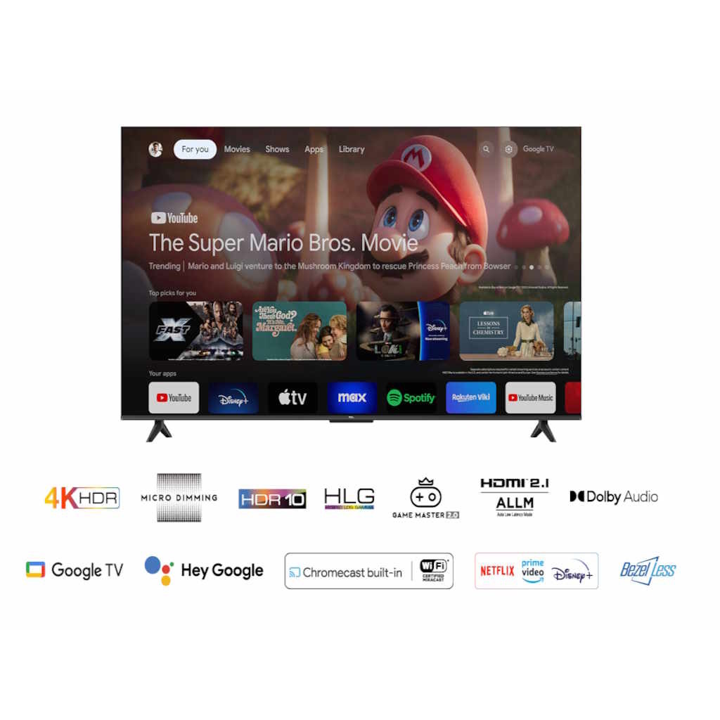 TCL 65"V6B 4K TV Google OSHDR10 and HDR HLG; HDMI 2.1;Game Master 2.0; Dolby Audio