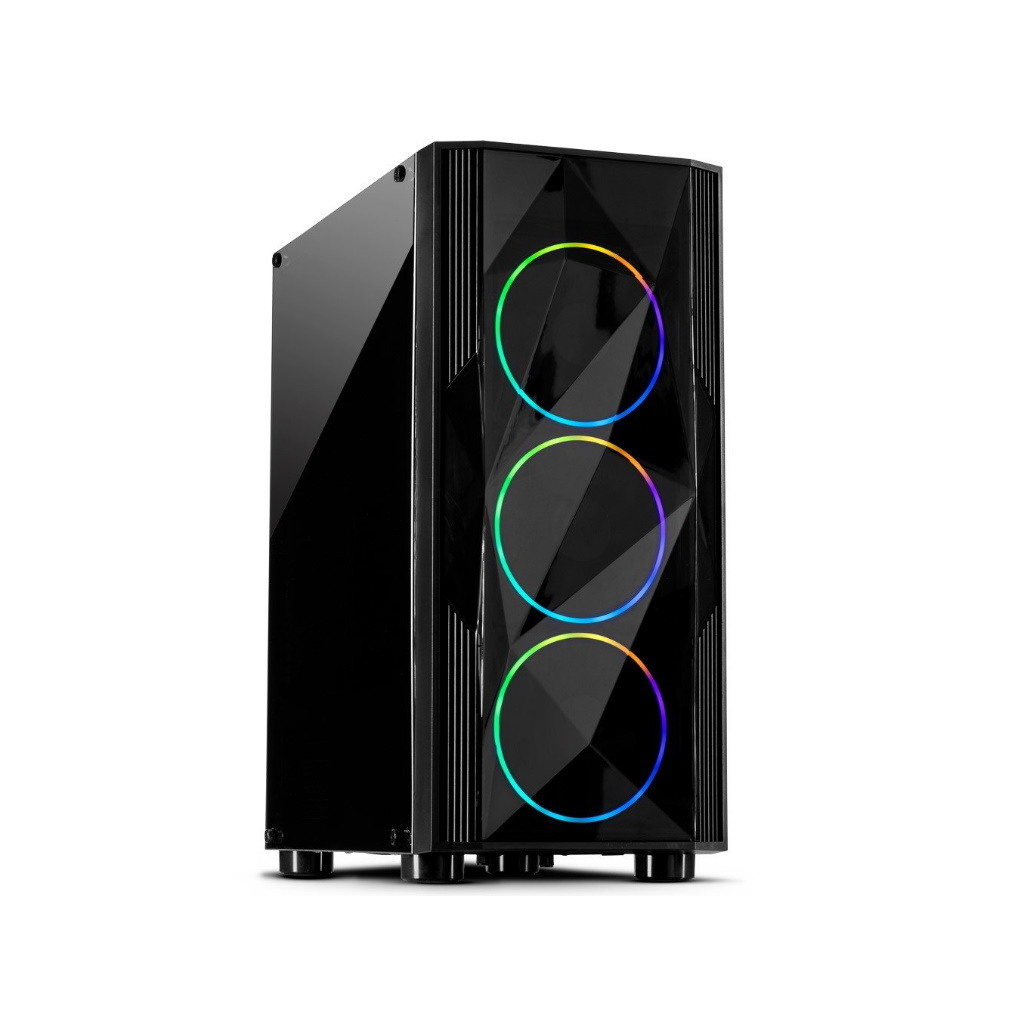 Inter-tech Case A-3401 ChevronRGB gaming, 3x RGB fans,Acrylic glass front panel