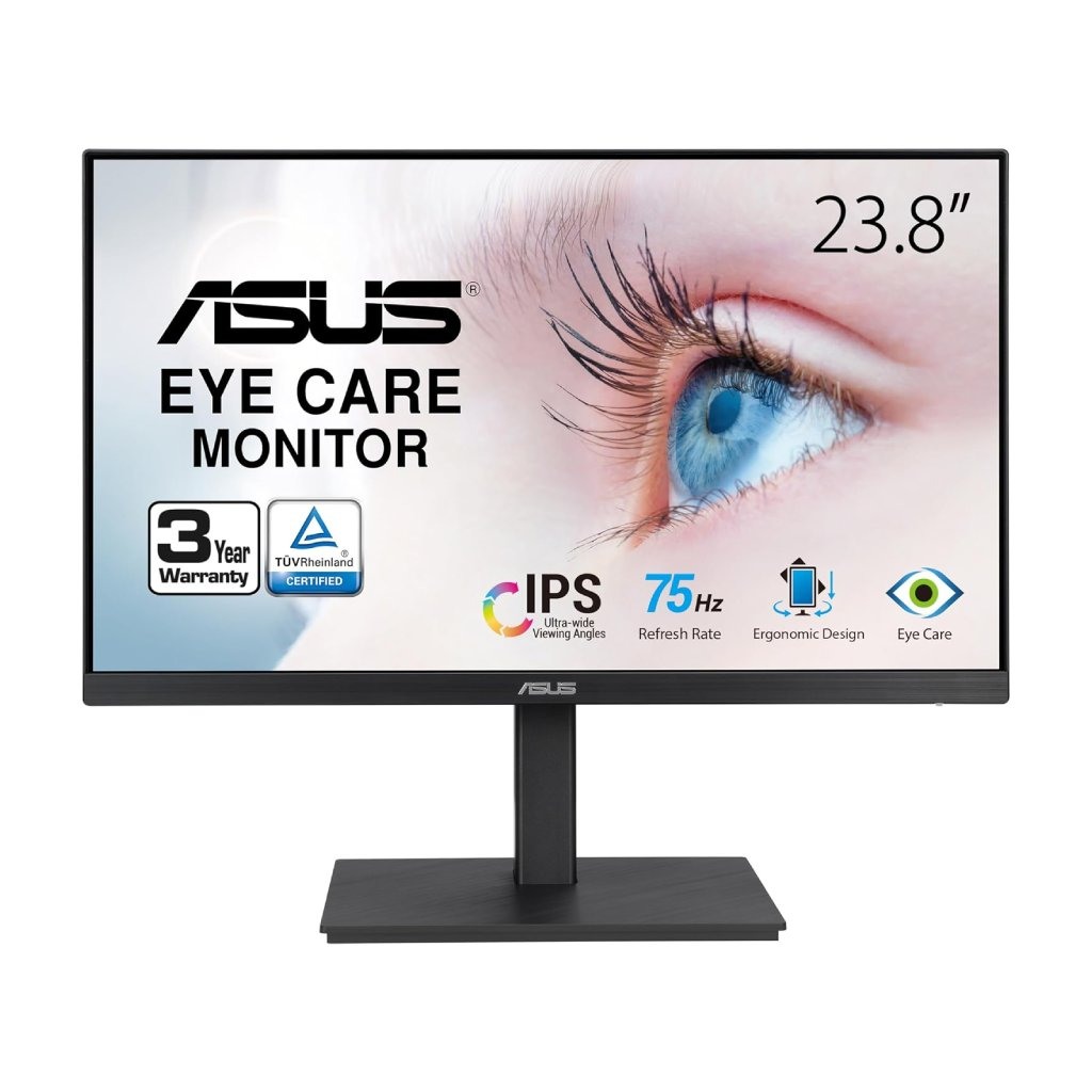 Asus Monitor VA24EQSBIPS, FHD, 300cd, 5ms, 75hz, VGA,HDMI,DP,2xUSB,SPK,Tilt,Height,Swivel,Pivot