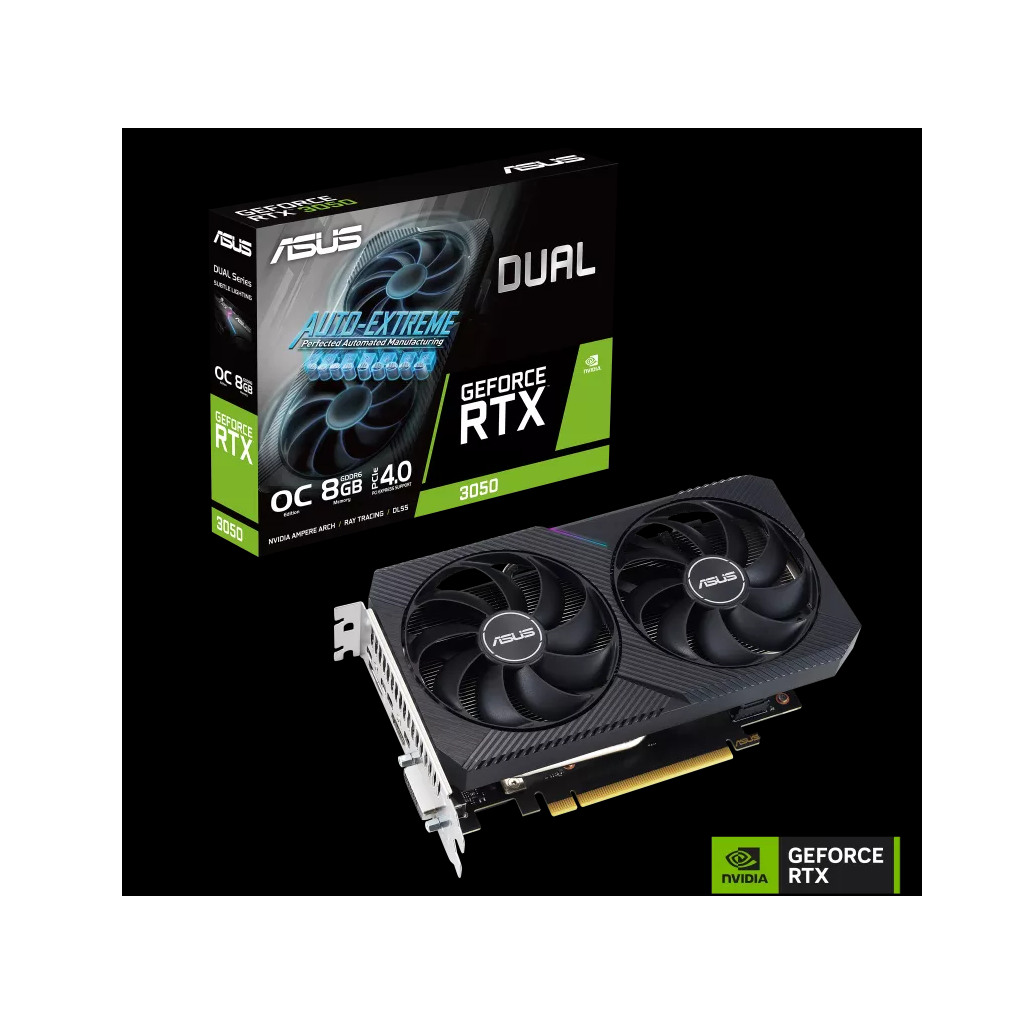 ASUS VGA DUAL-RTX3050-O8G-V2NVIDIA GeForce RTX 30508GB GDDR6 128bit;DVI,HDMI,DP