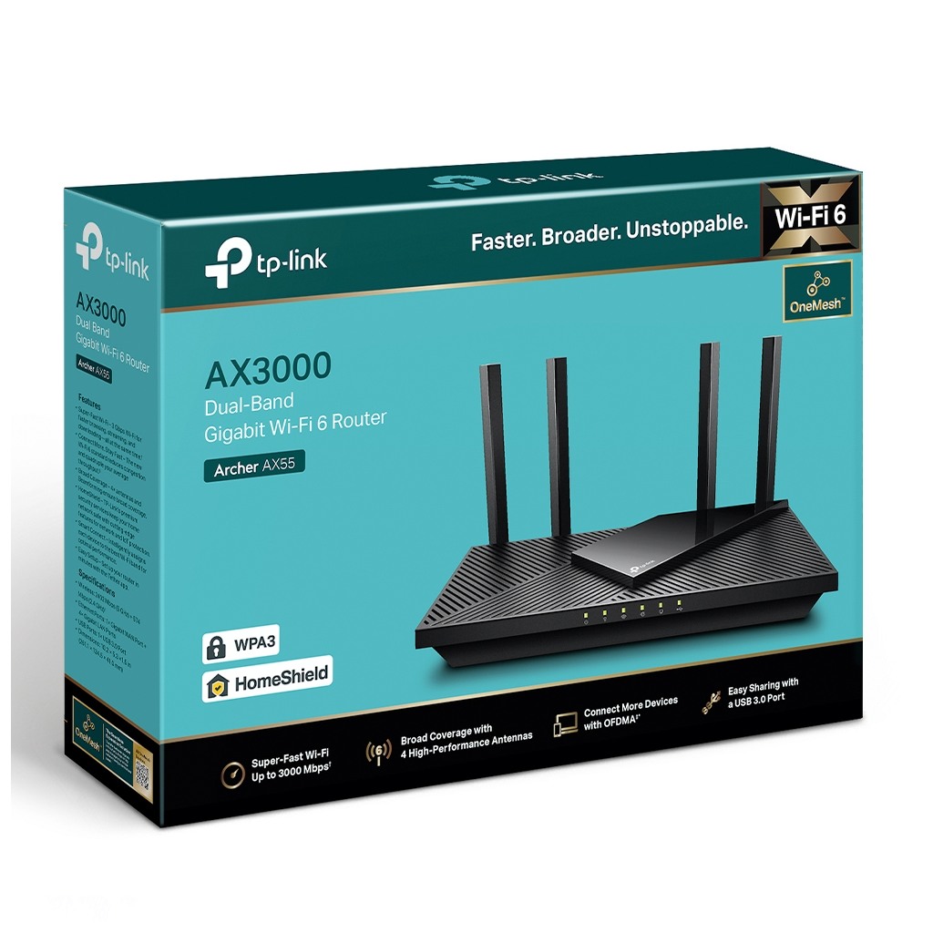 TP-Link ARCHER AX55 ruter AX3000, Wi-Fi 6 Dual band, brzina do 3 Gbps, 4 ext.antene - Image 2