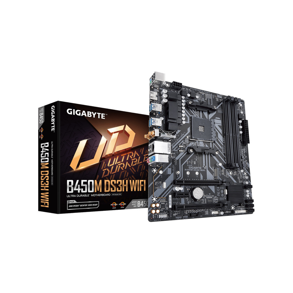 Gigabyte MB B450M DS3H WIFIAM4;4xDDR4 up to 128GB/3600MHz1xM.2,4xSATA,2xPS/2,8xUSB,HDMI,