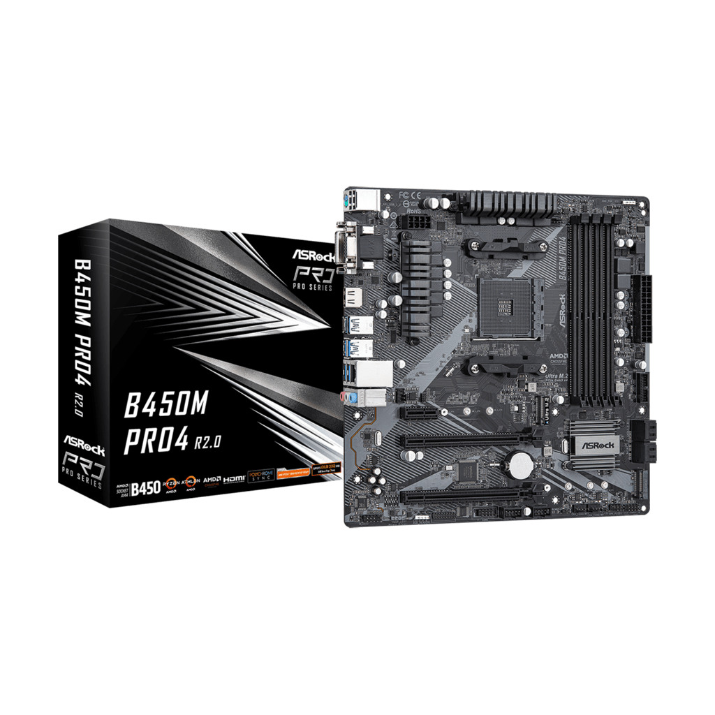 ASROCK MB B450M PRO4 R2.0AMD B450;AM4;4xDDR4m.2,VGA,DVI,HDMI,micro ATX