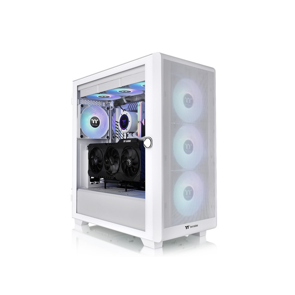 Thermaltake S250 TG ARGB SnowMid tower case, white,4x CT120 ARGB white fans - Image 2