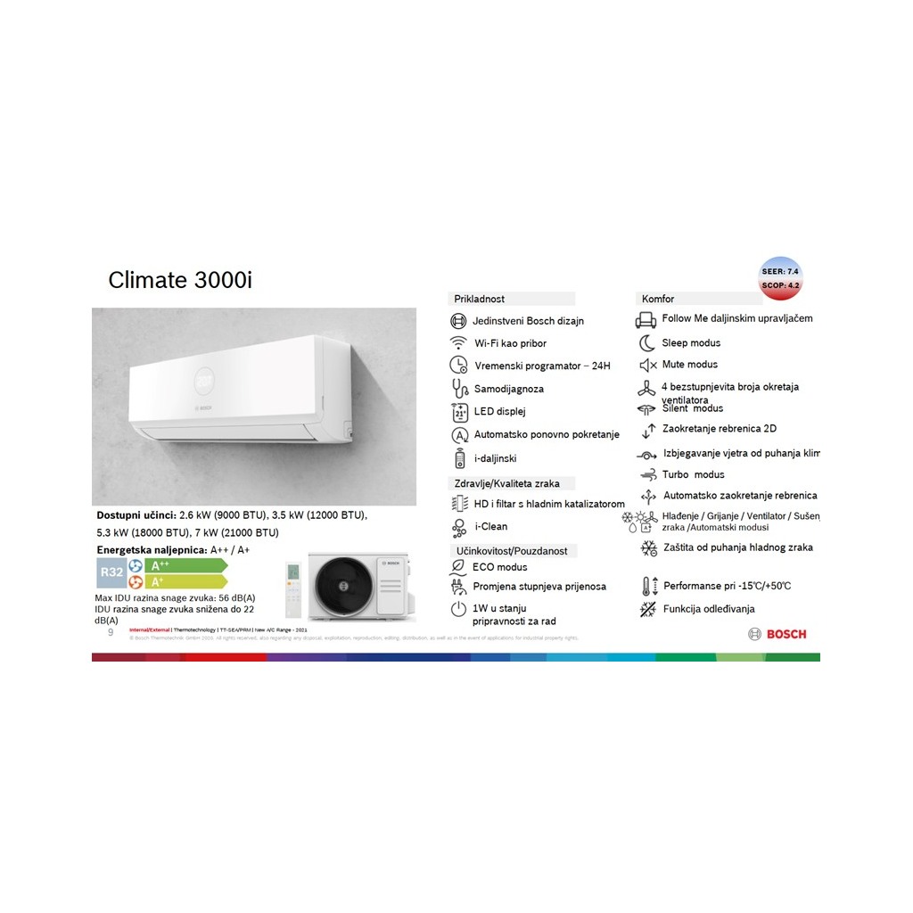 BOSCH Climate CL3000i W53E,18k, INVERTER A++,  R32, Hlađenje:   -15-50C, Grijanje: -15-24C, - Image 4