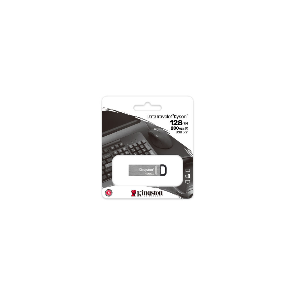 Kingston FD 128GB USB3.2 DTKNDataTraveler KysonStylish Capless Metal Case,r/w:200/60MBs