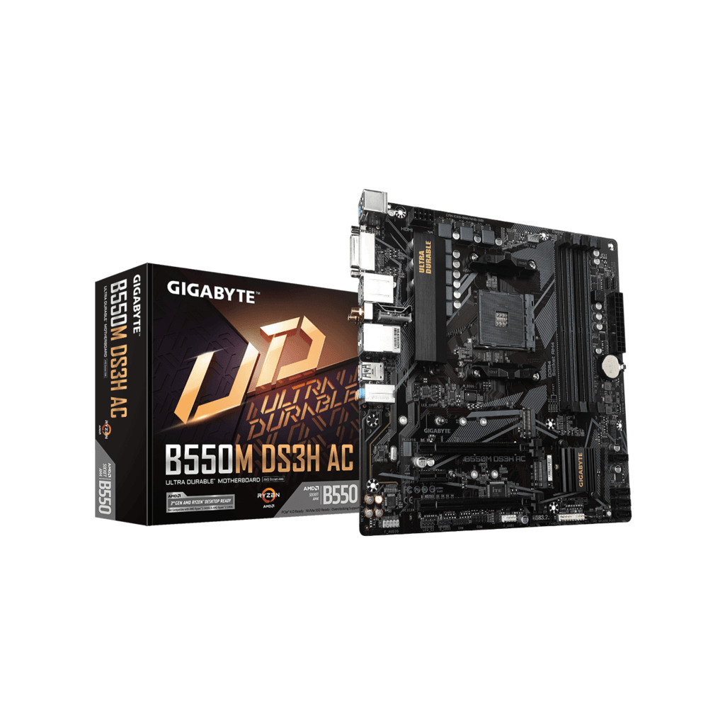 Gigabyte MB B550M DS3H ACAM4; 4xDDR4; 2xM.2, 4xSATADVI, HDMI; 8xUSB; WIFI; mATX