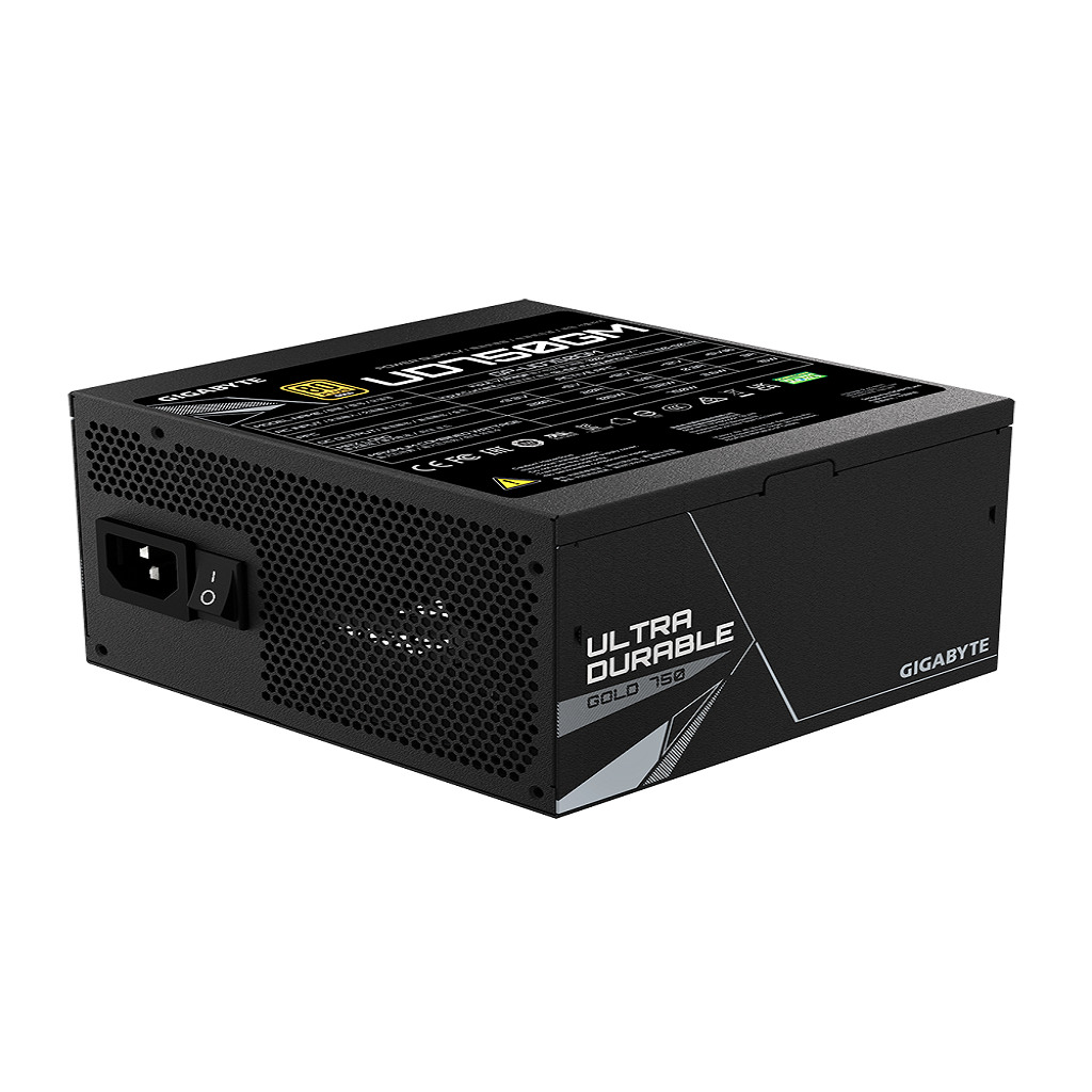 Gigabyte PSU 750W Gold Modular8xSATA, 4xPCIe 6+2 Pin, 3x4Pin1xFloppy; [GP-UD750GM] - Image 2