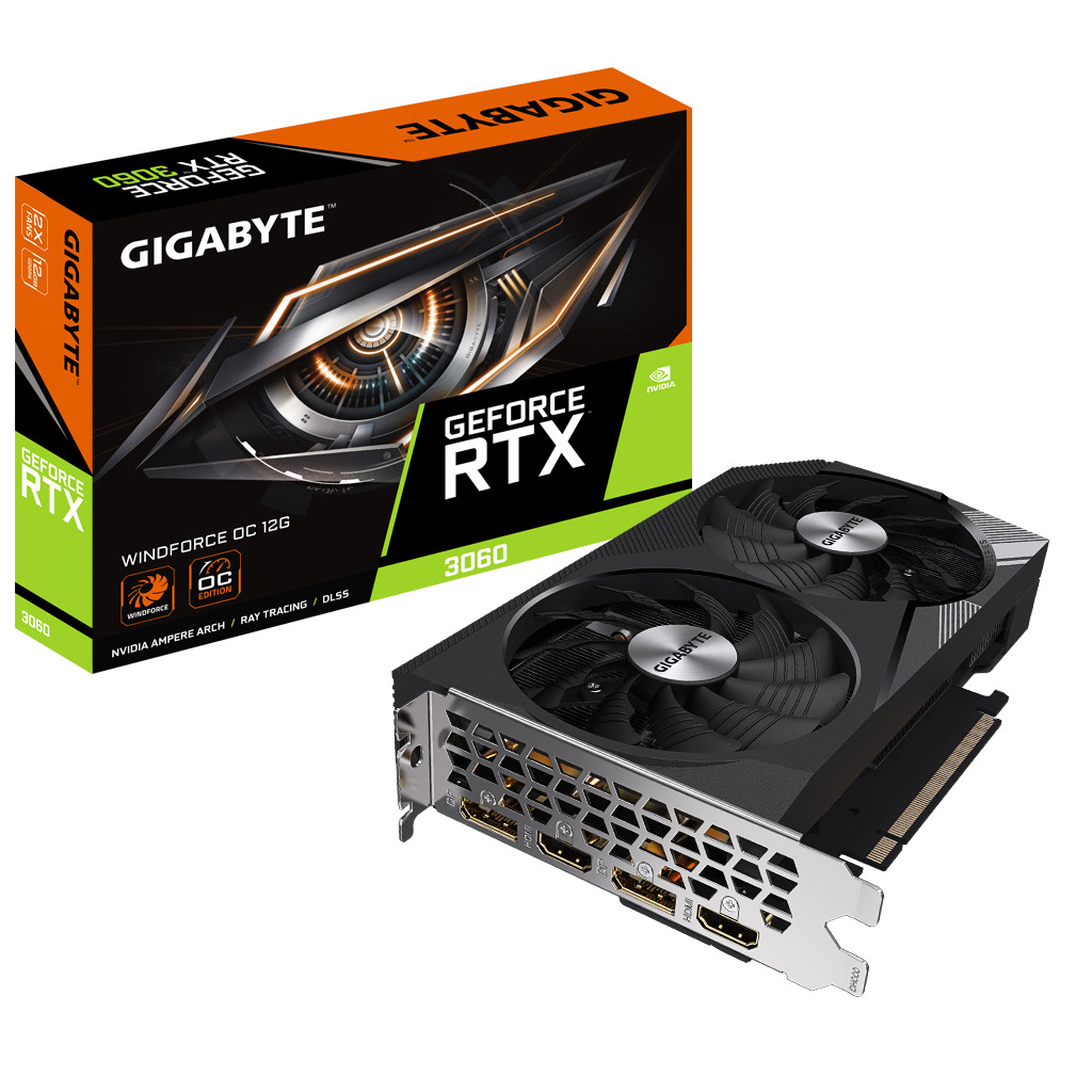 Gigabyte RTX 3060 WF OC 12GB[GV-N3060WF2OC-12GD]12GB; 2xDP, 2xHDMI;