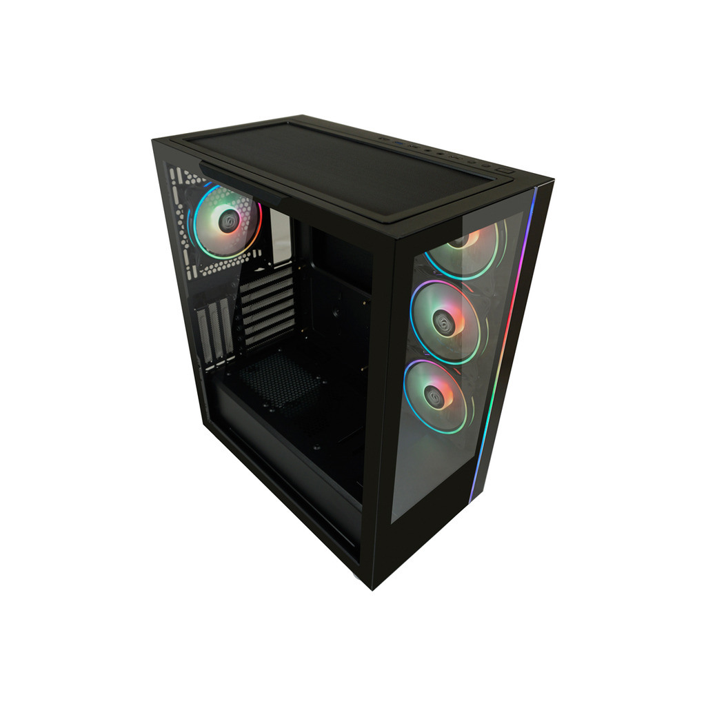 LC-Power Case Gaming 808B Midi-ATX, black, HD Audio, 4x 120mm ARGB fan, 1x USB-C - Image 2