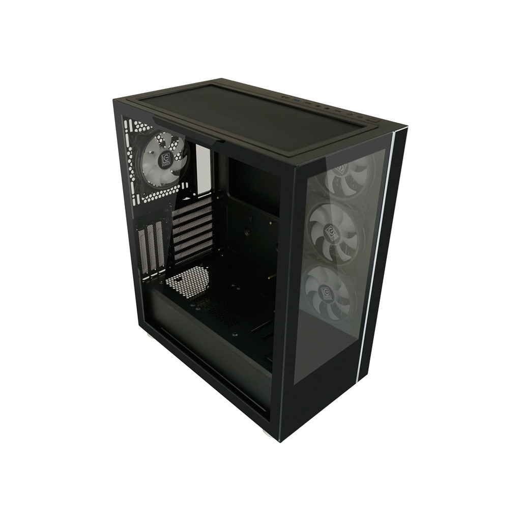 LC-Power Case Gaming 808B Midi-ATX, black, HD Audio, 4x 120mm ARGB fan, 1x USB-C - Image 4