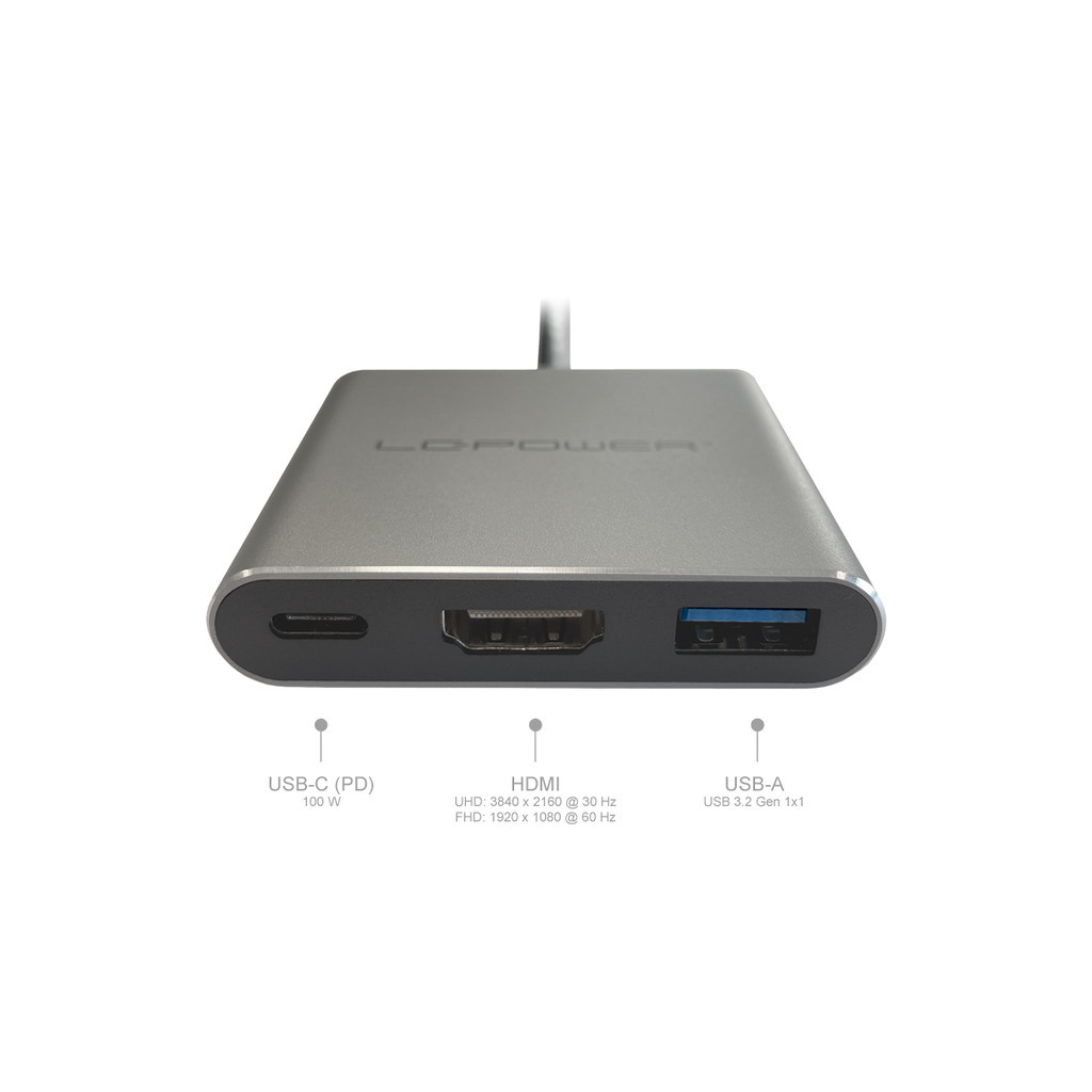 LC-Power USB-C HubUSB-A,  USB-C (PD 100W),1x HDMI do 4k UHD - Image 2