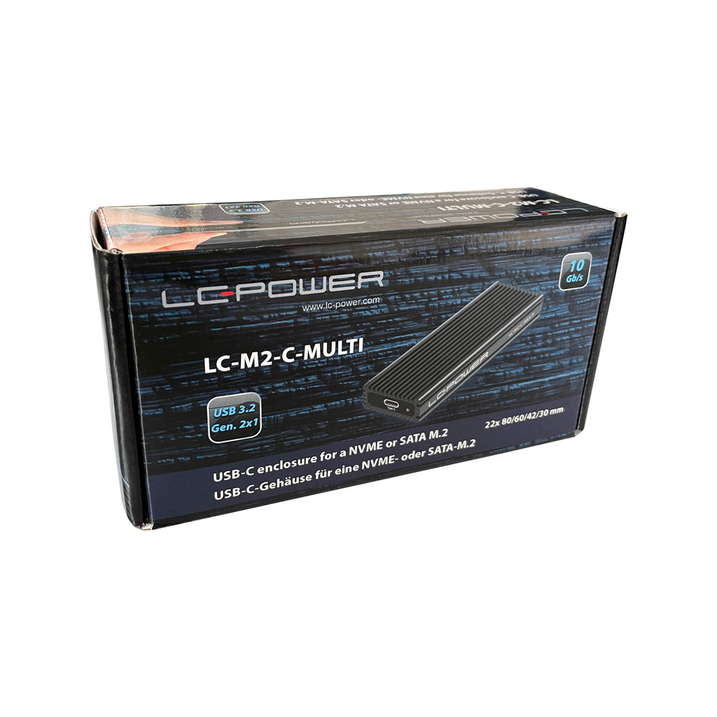 LC-Power LC-M2-C-MULTI-2USB 3.2 Gen. 2x1 Type C M.2SSD Enclosure,SATA&nvme - Image 2