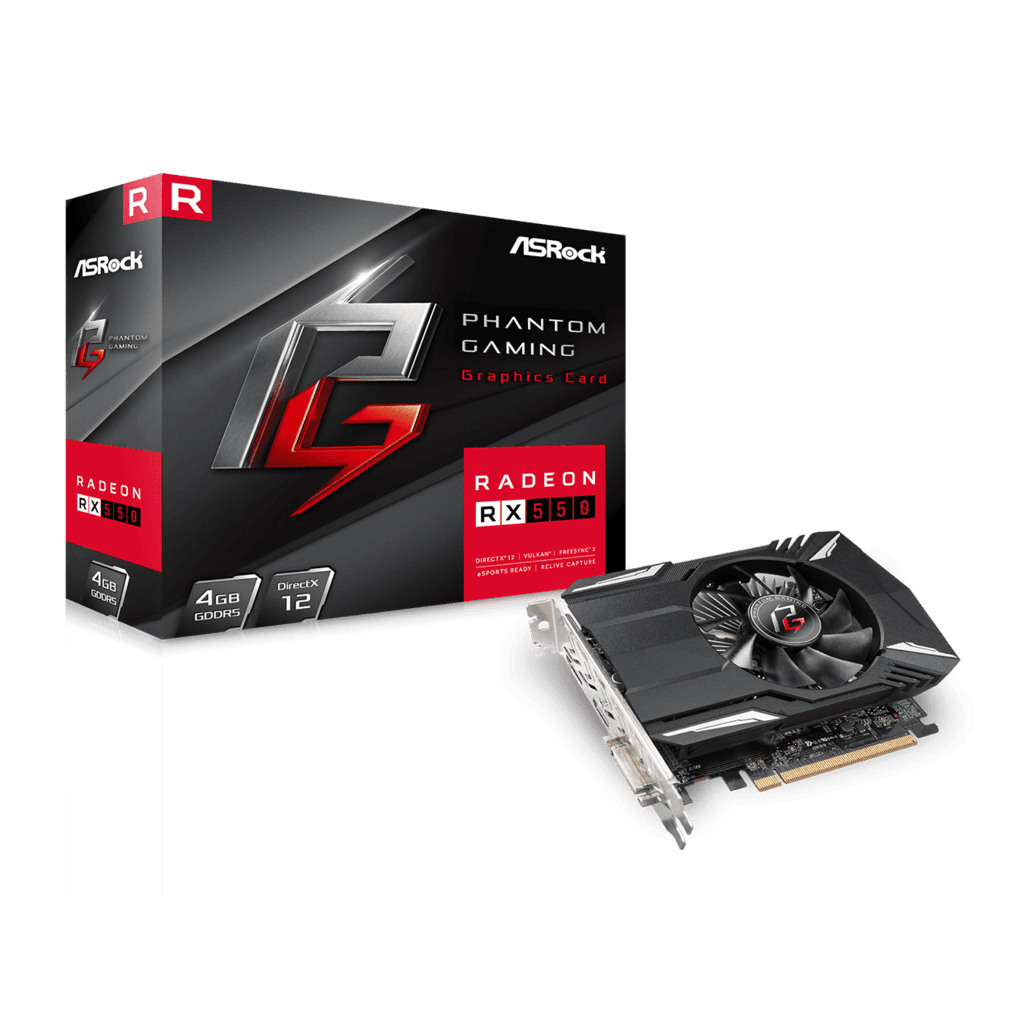 ASROCK Phantom Gaming RX550 4GAMD Radeon RX 5504GB GDDR5 128bit;DVI,HDMI,DP