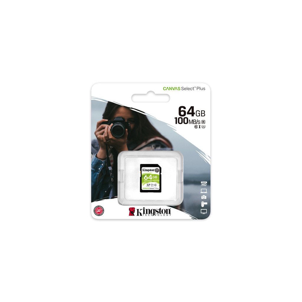 Kingston SD 64GB Class 10Canvas Select Plus100MBs Read,Class 10 UHS-I