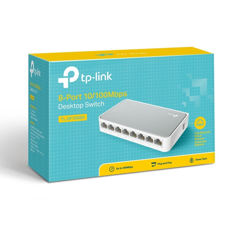 Switch TP-Link TL-SF1008D 8-Port RJ45 10/100Mbps desktop switch Fanless LED indicator Auto Negotiation/Auto MDI/MDIX Plastic