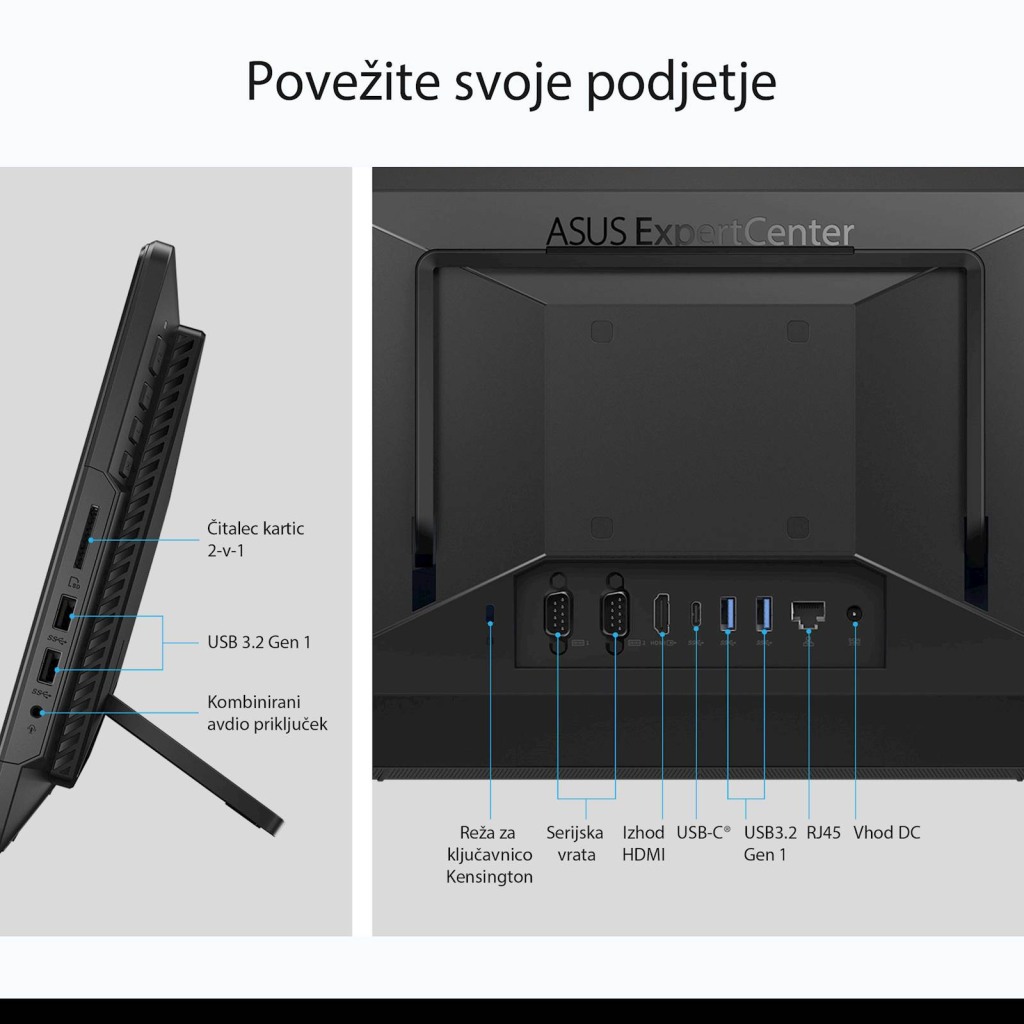 ASUS ExpertCenter E1 All-in-One - 15.6" Touch FHD, N4500, 8GB RAM, 256GB SSD - Image 7