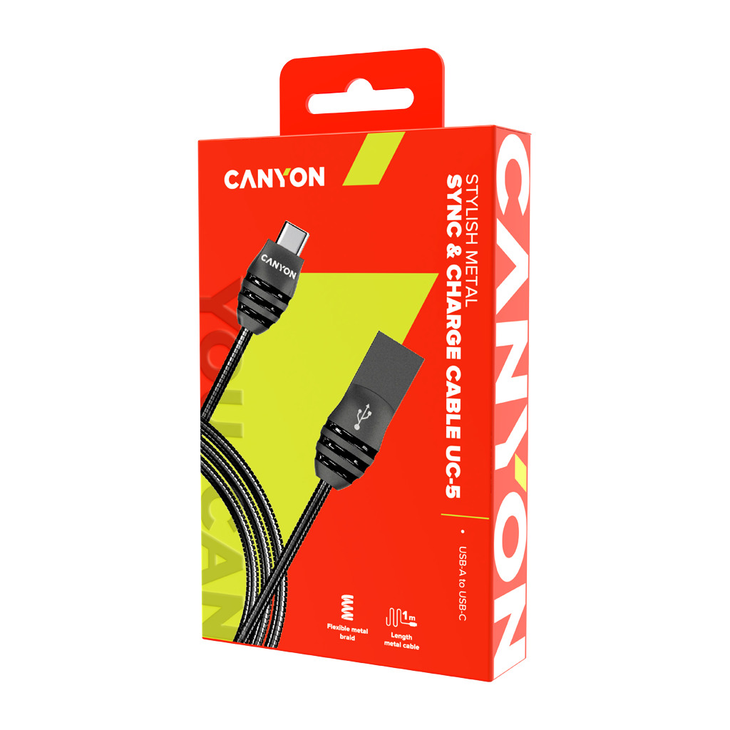 CANYON cable UC-5 USB-C 10W 1m Dark Grey - Image 2