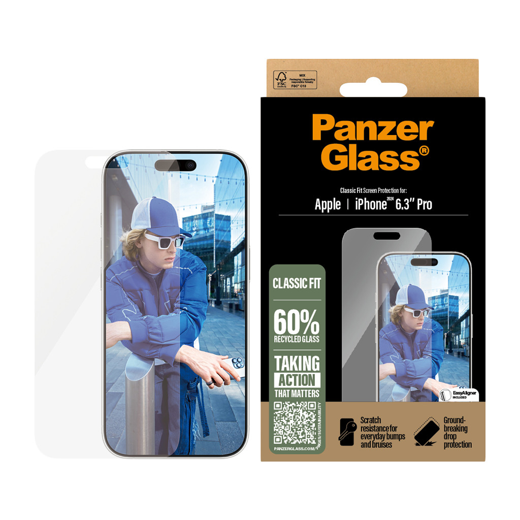 PanzerGlass Screen Protector iPhone 16 Pro  | Classic Fit