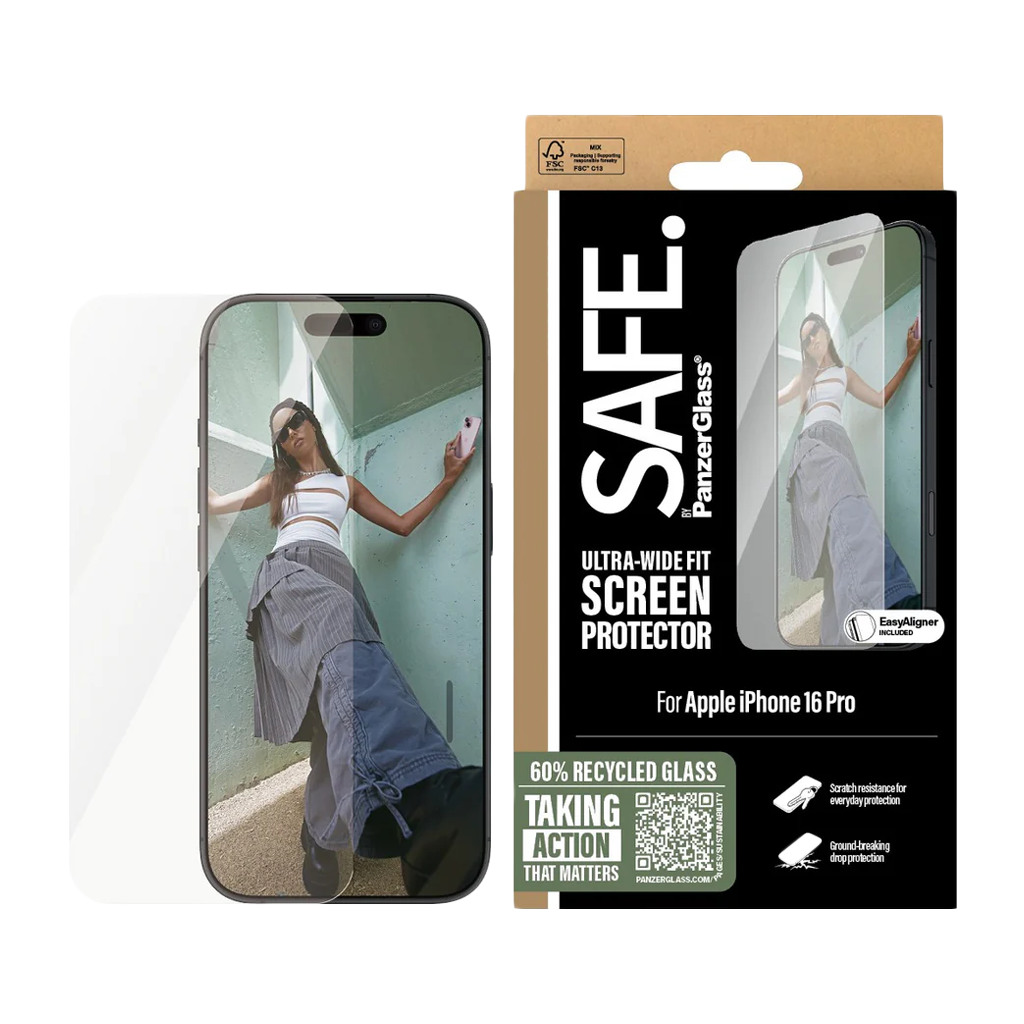 SAFE. by PanzerGlass Screen Protector iPhone 16 Pro | Ultra-Wide Fit