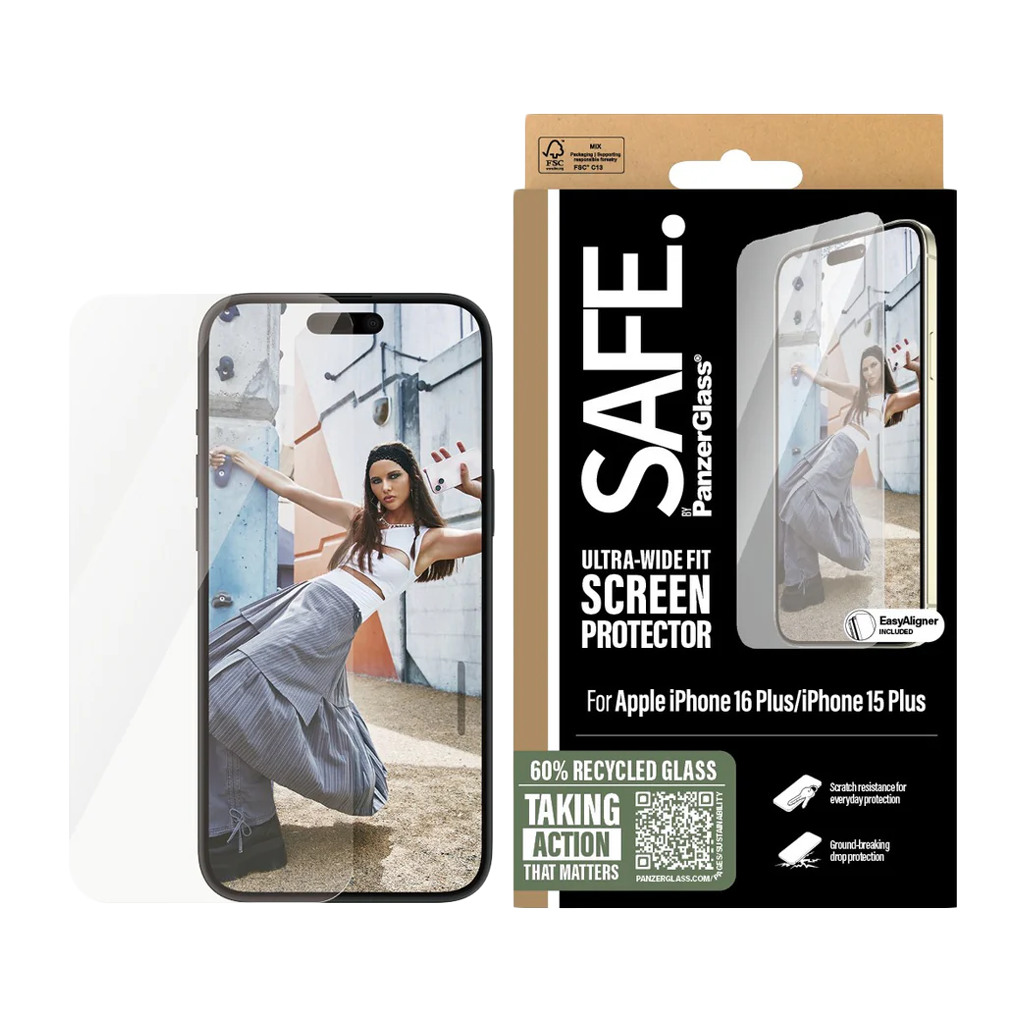 SAFE. by PanzerGlass® Screen Protector iPhone 16 Plus | Ultra-Wide Fit