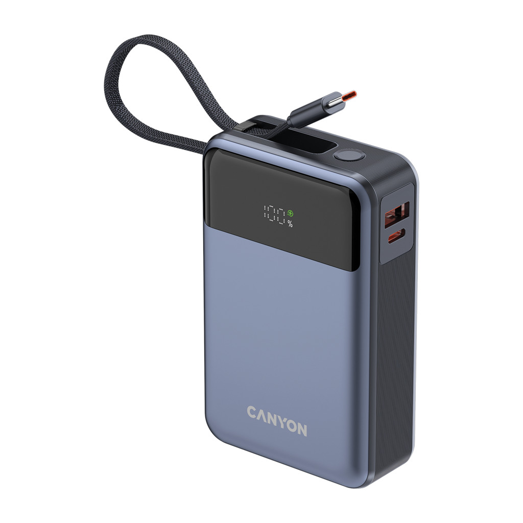 CANYON power bank OnPower 600 built-in cable 20000 mAh PD65W Dark Grey - Image 6