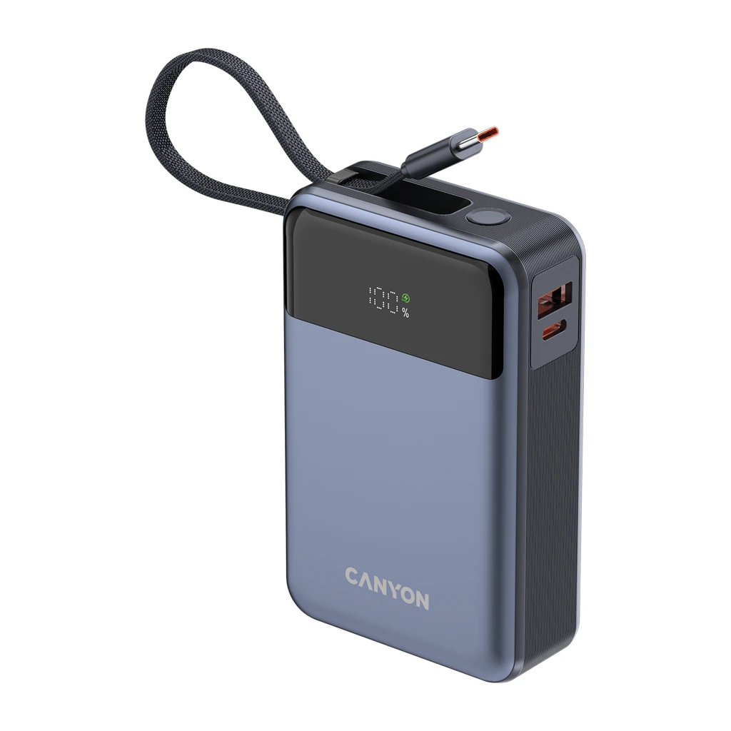 CANYON power bank OnPower 600 built-in cable 20000 mAh PD65W Dark Grey - Image 6