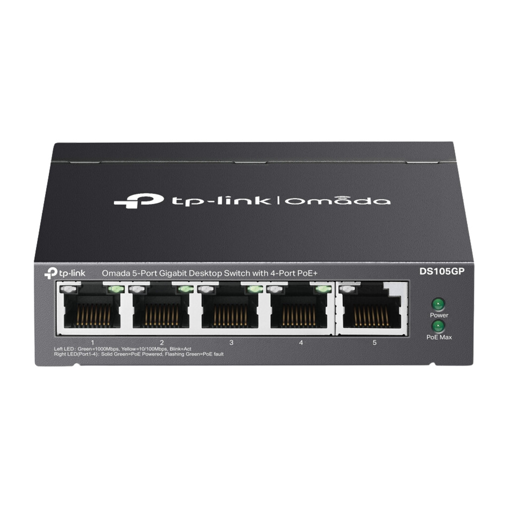 Omada 5-Port Gigabit Desktop Switch with  4-Port PoE+  PORT: 4× Gigabit PoE+ Ports